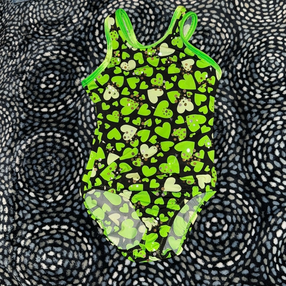 alpha factor green heart leotard